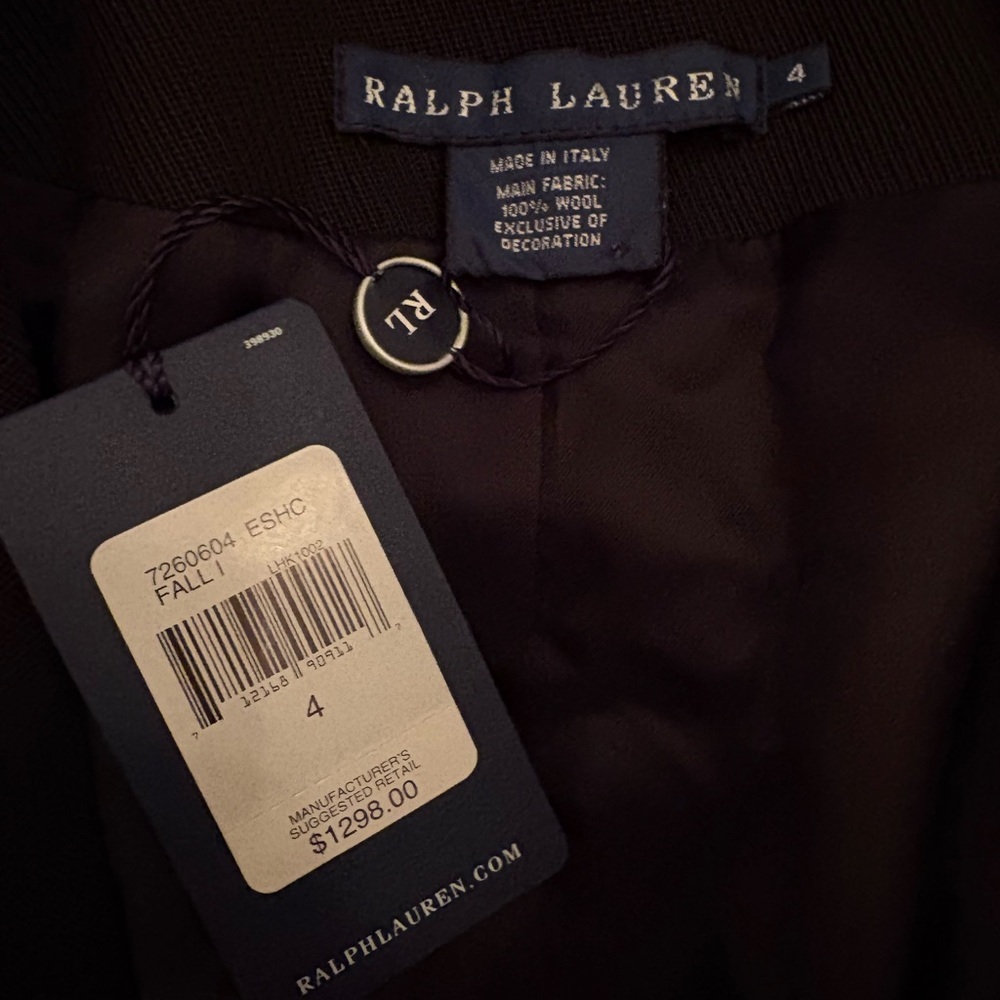 Ralph Lauren Collection Long Coat Dress Black Tuxedo Jacket Wool Tailored NWT 4 - Picture 2 of 6